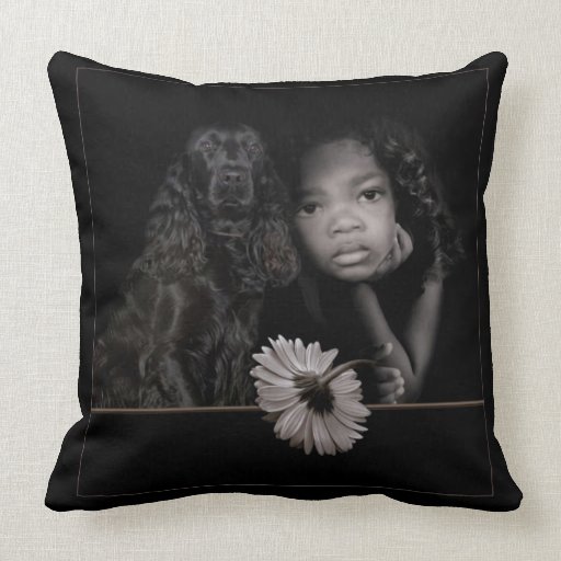 Little Girl & Dog Throw Pillows