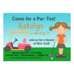 Little Girl Golfer Golf Birthday Party Invitation
