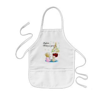 Little Girl in Nightgown Christmas Eve apron