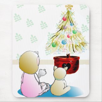 Little Girl in Nightgown Christmas Eve mousepad