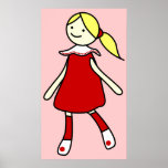 Little Girl in Red Dress Posters