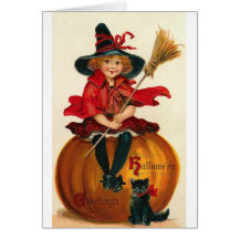 Little Girl in Witch Costume Cards