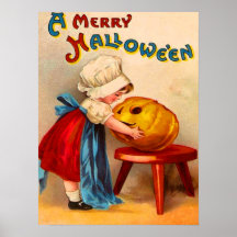 Little Girl & Jack O' Lantern Print