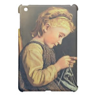 Little Girl Knitting iPad Mini Cover
