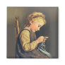 Little Girl Knitting Fridge Magnets