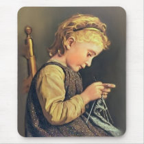 Little Girl Knitting mousepads