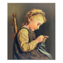 Little Girl Knitting posters by Memory_Lane Little Girl Knitting posters