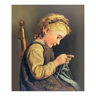 Little Girl Knitting