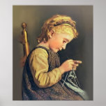 Little Girl Knitting Print