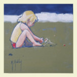 Little Girl on Beach Playing in Sand posters