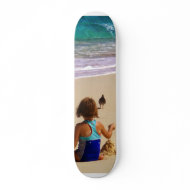 Little Girl Playing in Sand skateboard