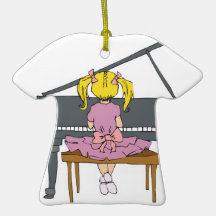 little girl playing piano ornaments
