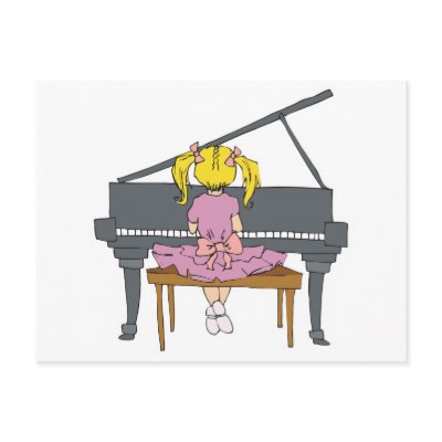 little girl playing piano post card by geekme