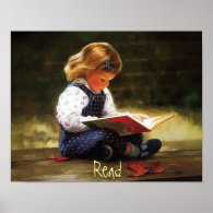 Little Girl Reading Poster