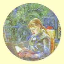 Little GIrl Reading stickers by vintagegiftmall Little GIrl Reading stickers