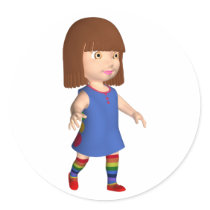 Little Girl Round Stickers