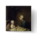 Little Girl Saying Her Prayers in Bed buttons