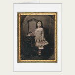 Little girl with a basket of flowers (40319) greeting card