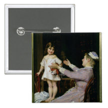 Little Girl with a Doll and Her Nurse, 1896 Pins