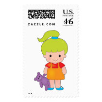 Little Girl with Bear postage by Maria_K_Bell Little Girl with Bear postage