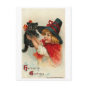 Little Girl with Black Kitten postcards