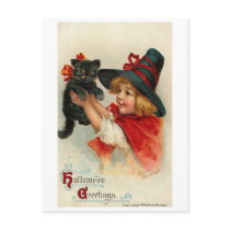 Little Girl with Black Kitten postcards
