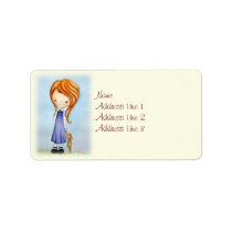 Little Girl with Bunny Plush Friend Address Label