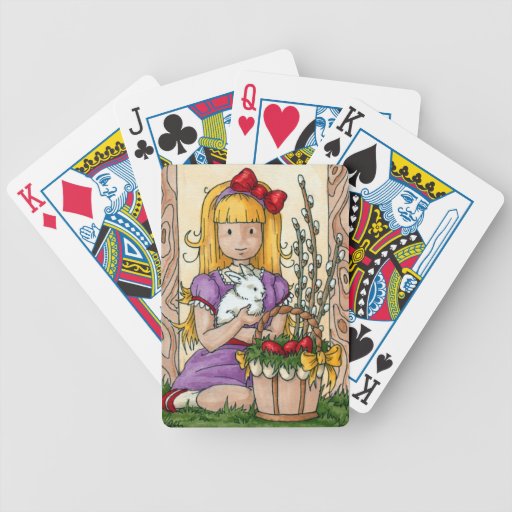 Little Girl with Easter Bunny Bicycle Card Deck | Zazzle