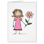 Little girl with happy flower card