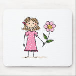 Little girl with happy flower mouse pads