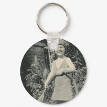 little girl with hose keychains