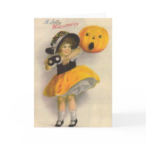 Little Girl with Pumpkin and Mask cards
