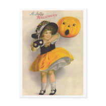 Little Girl with Pumpkin and Mask postcards by vintagehalloween Little Girl with Pumpkin and Mask postcards