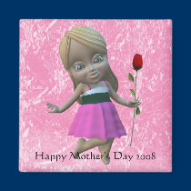Little Girl with Rose Magnet magnets