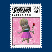 Little Girl with Rose Stamp