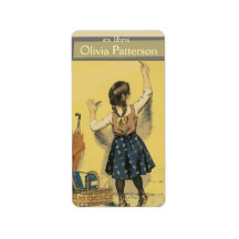 Little Girl Writing on the Wall Bookplate Address Label