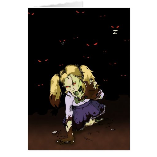 Little Girl Zombie Greeting Cards