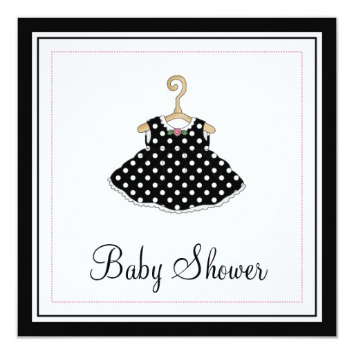 Little Girl's Black Dress Baby Shower Invitation