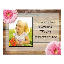 Little Girl's Daisy Photo Invitation