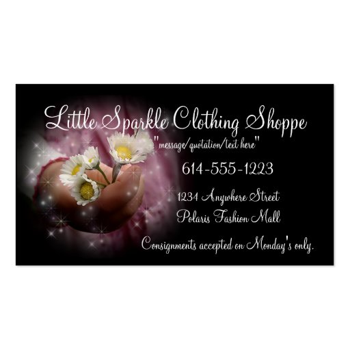 Little Girls Hand w/ Daisies Child Business Cards (front side)