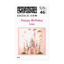 Little Girl's Princess Castle Birthday Invitations Postage Stamp