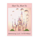 Little Girl's Princess Castle Birthday Invitations postcards