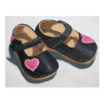 LITTLE GIRL'S SHOES WITH HEART POST CARD