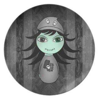 Little gothic Frankenstein chibi girl plate