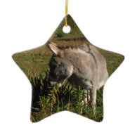 Little gray Donkey w / wildflowers Ornaments