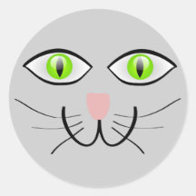 Little Gray Kitten Cat Face Stickers