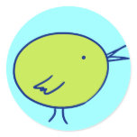 Little Green Bird on Blue stickers