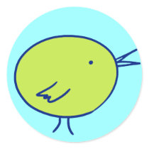 Little Green Bird on Blue stickers