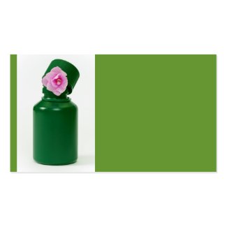 little green bottle and pink flower business card templates