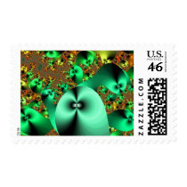 Little Green Fractal Alien Postage Stamp